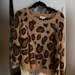 Umgee Tan and Black Leopard Sweater